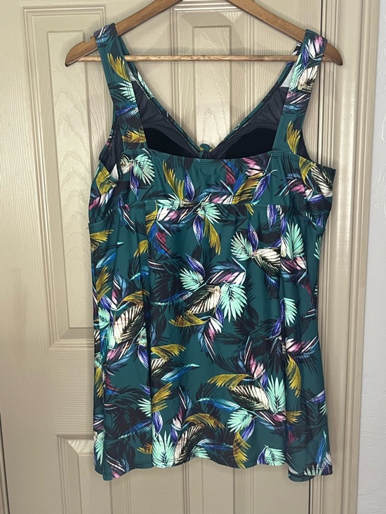 Swimsuits For All Women's One-piece Teal Multicolor Tropical Print Size 20 - Picture 2 of 7